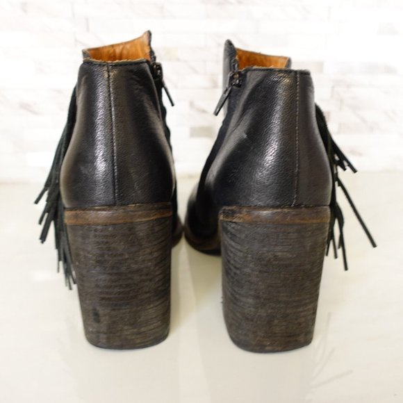 See By Chloe Boots Women Leather Size 36.5 Black Western Ankle Booties Fringes 6 - Picture 10 of 15